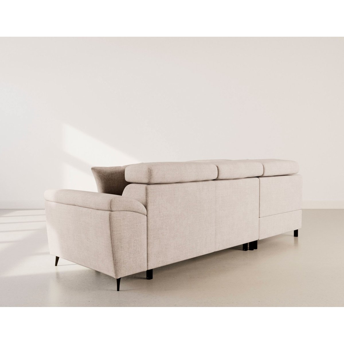Canapé angle gauche convertible velours texturé, CAMILLE beige, BEST MOBILIER