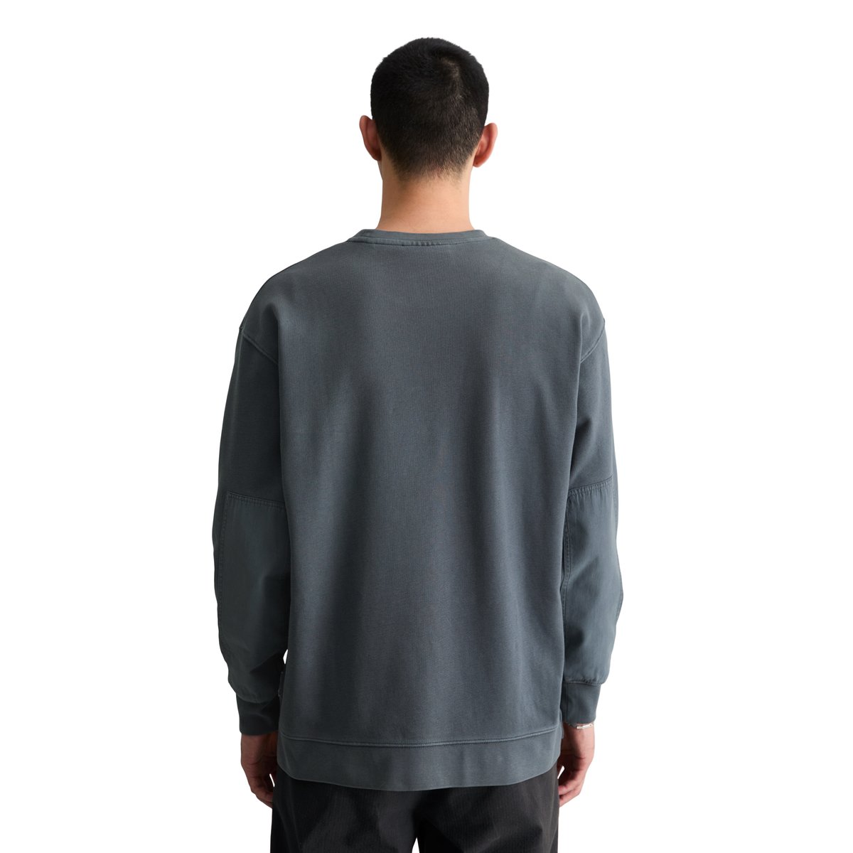 T-shirt long en jersey relaxed avec des détails tissés contrastés bleu foncé, MARC O’POLO DENIM