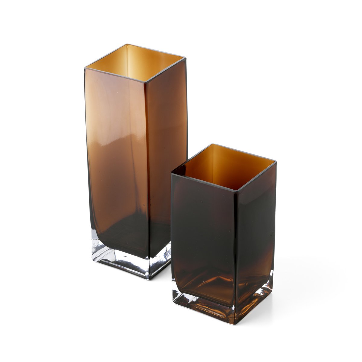 Vase en verre recyclé CUBOID ambre, BAZAR BIZAR