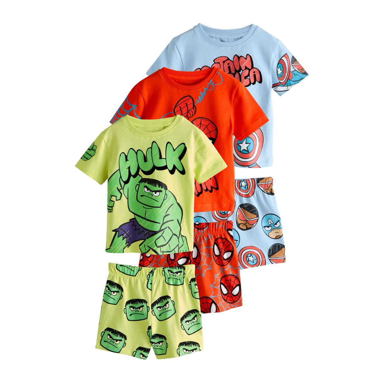 Pyjamas shorts marvel, lot de 3 rouge/bleu/vert, NEXT
