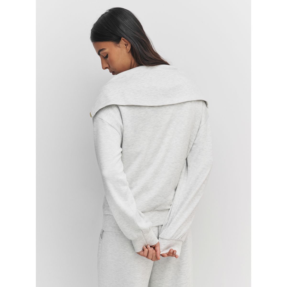 Pull semi-zippé en jersey gris chiné, NEXT