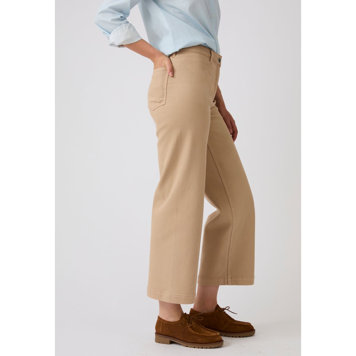 Jean large 7/8ème coloré marron beige, DAMART