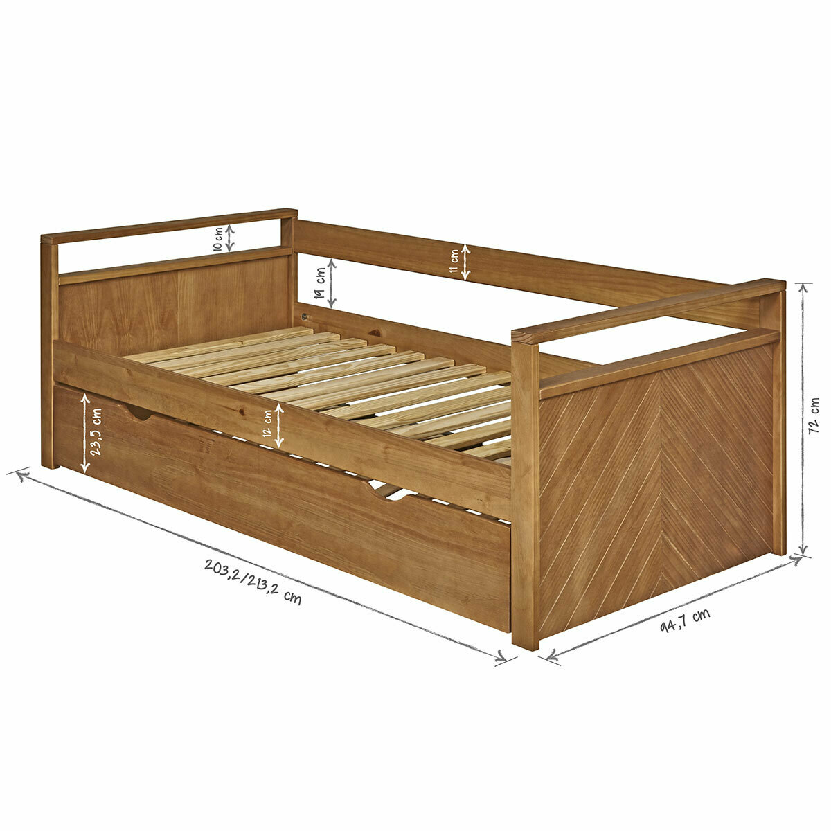 Lit banquette gigogne Bois massif IVY bois, AKITEN RETAIL