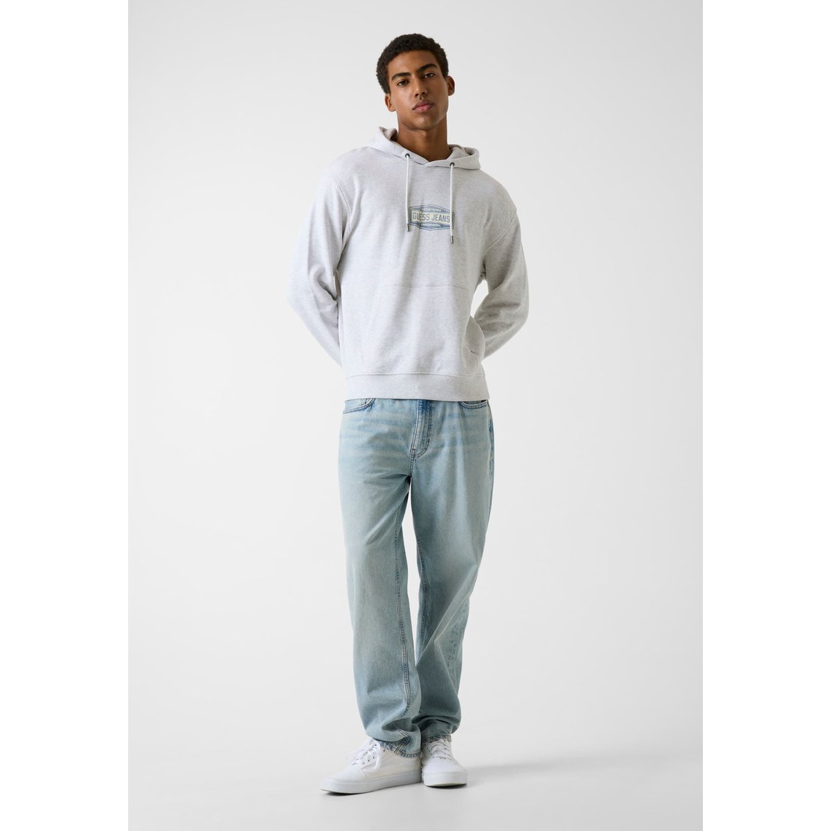 Sweat À Capuche Avec Logo Imprimé gris, GUESS JEANS