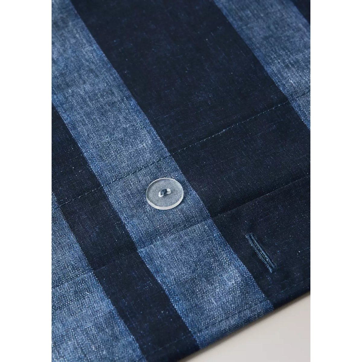 Housse de couette en percale de coton à rayures denim Lit 180/200 cm bleu indigo, MANGO HOME
