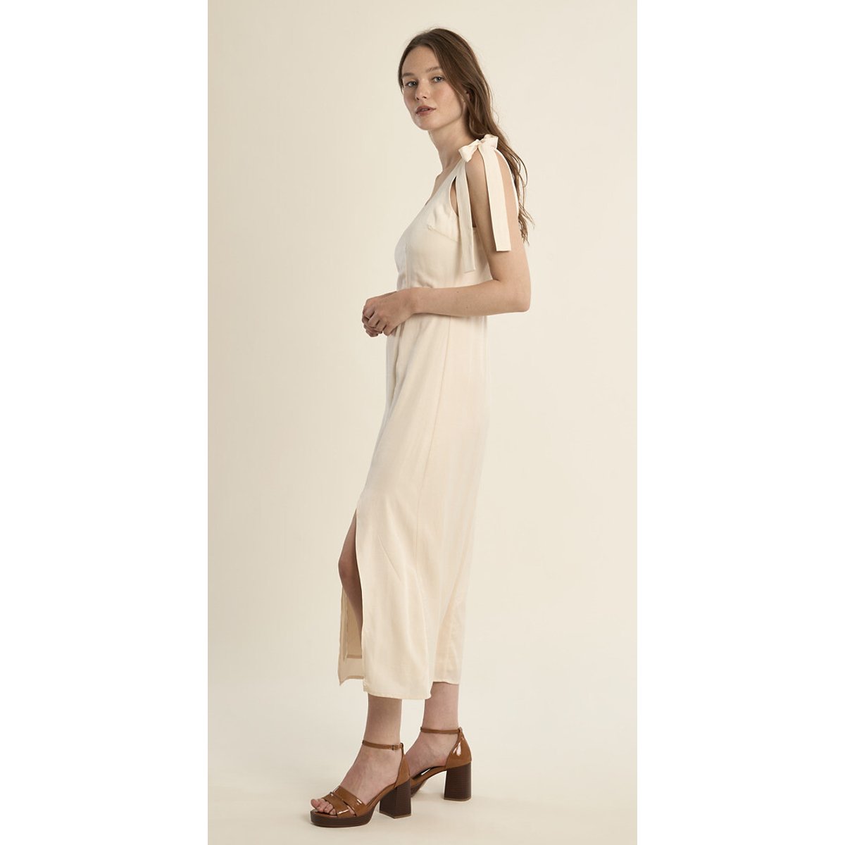 Robe longue à bretelles ecru, MOLLY BRACKEN
