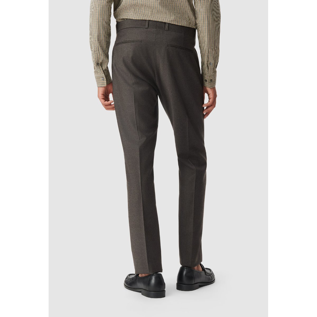 Pantalon de costume flanelle en laine marron havane, IKKS