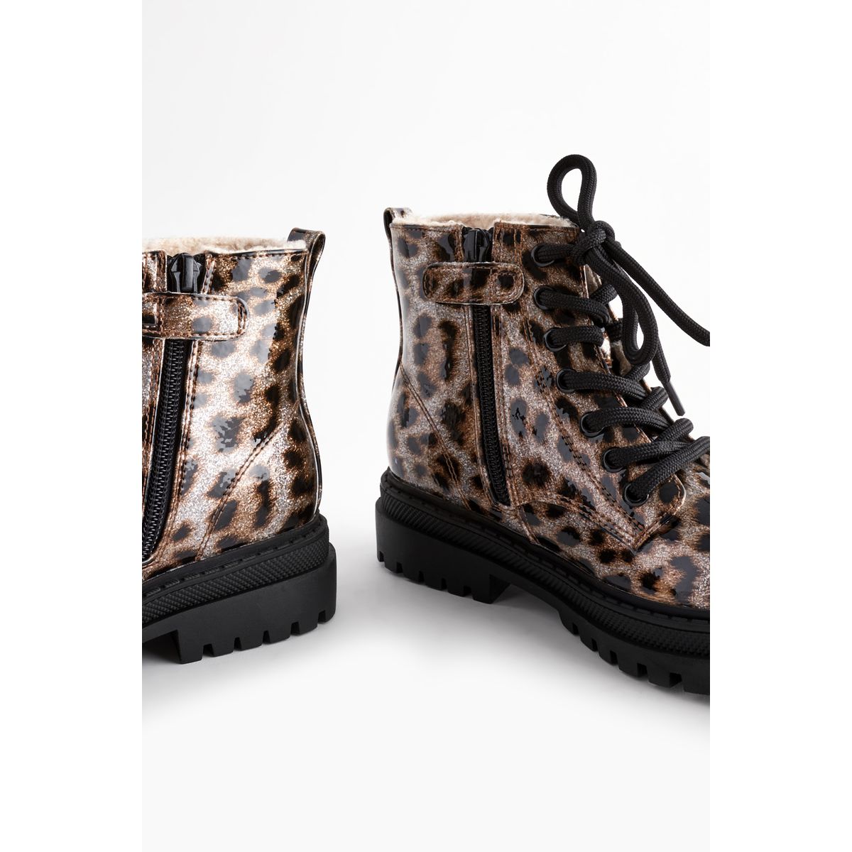 Bottines avec doublure chaude pointure large marron imprimé animal, NEXT