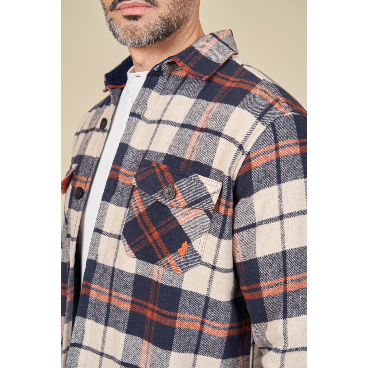 Surchemise flanelle épaisse à carreaux bleu marine, MCS