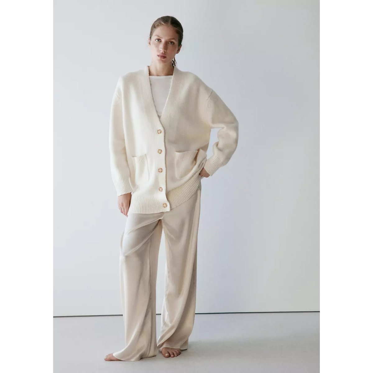 100% wool oversized sweater ivoire, MANGO