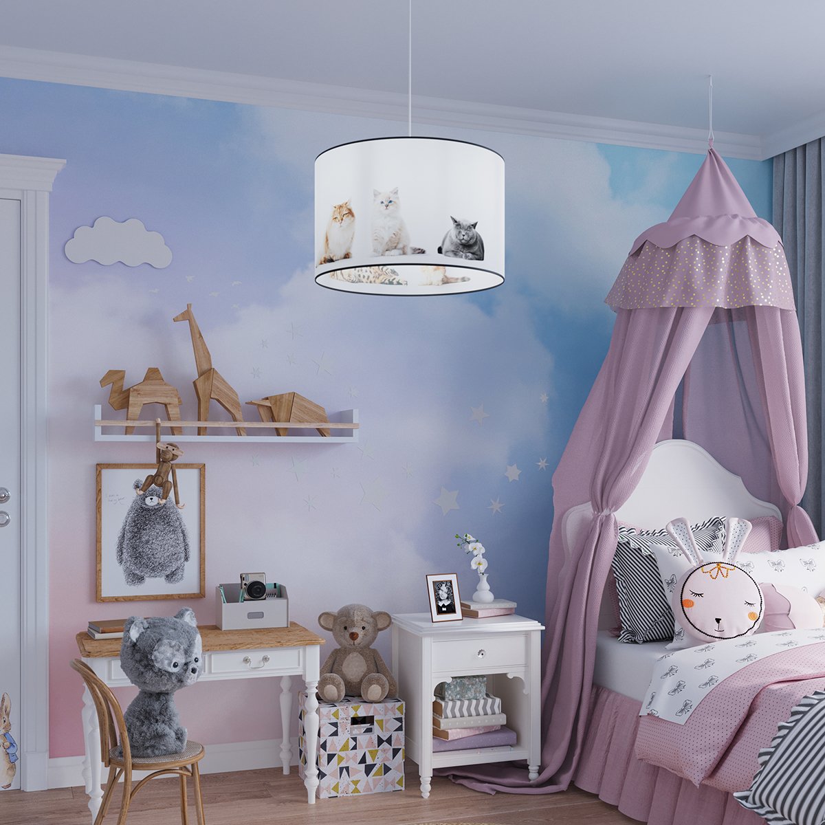 Suspension PVC Multicolore E27 1 Chat 40 multicolore, EDEN