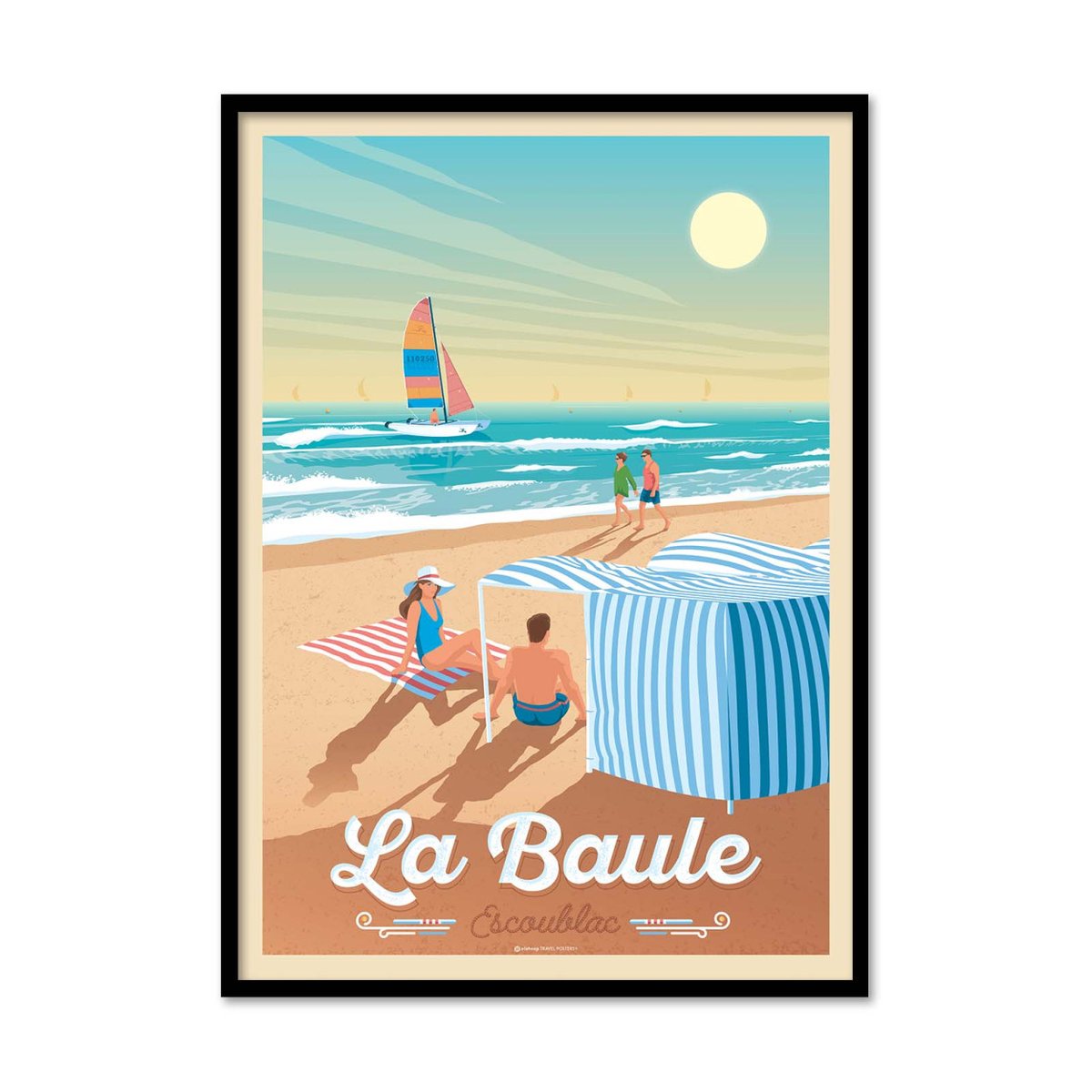 Affiche d'art - La Baule - Olahoop Travel Posters affiche d'art avec cadre bois noir, WALL EDITIONS