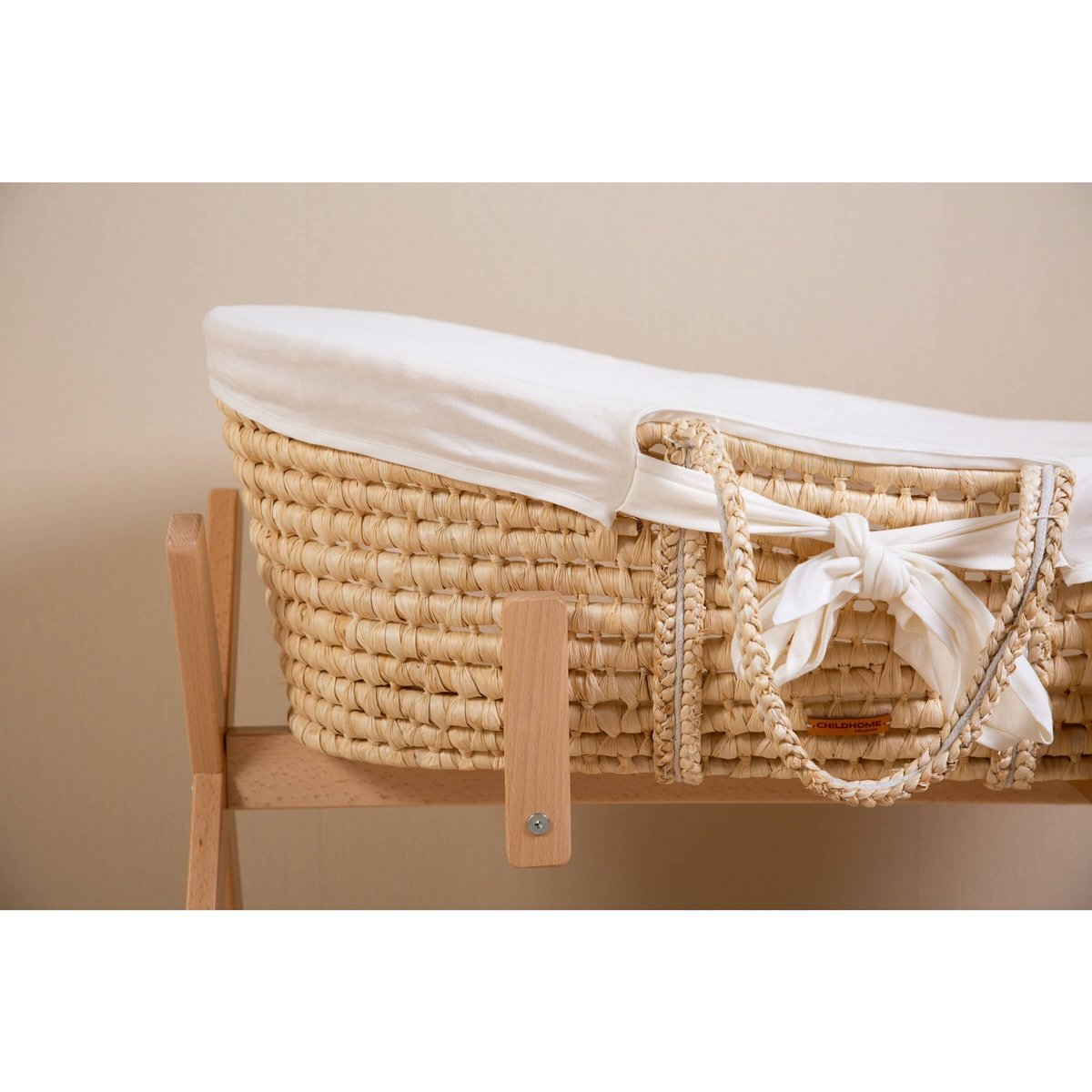 Panier moise soft natural avec matelas habillage ecru, CHILDHOME
