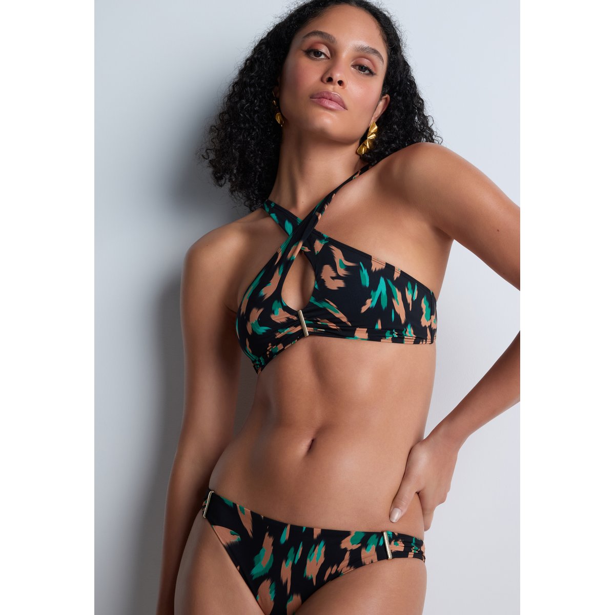 Bas de maillot de bain Mini-coeur Feline Energy green panther, AUBADE