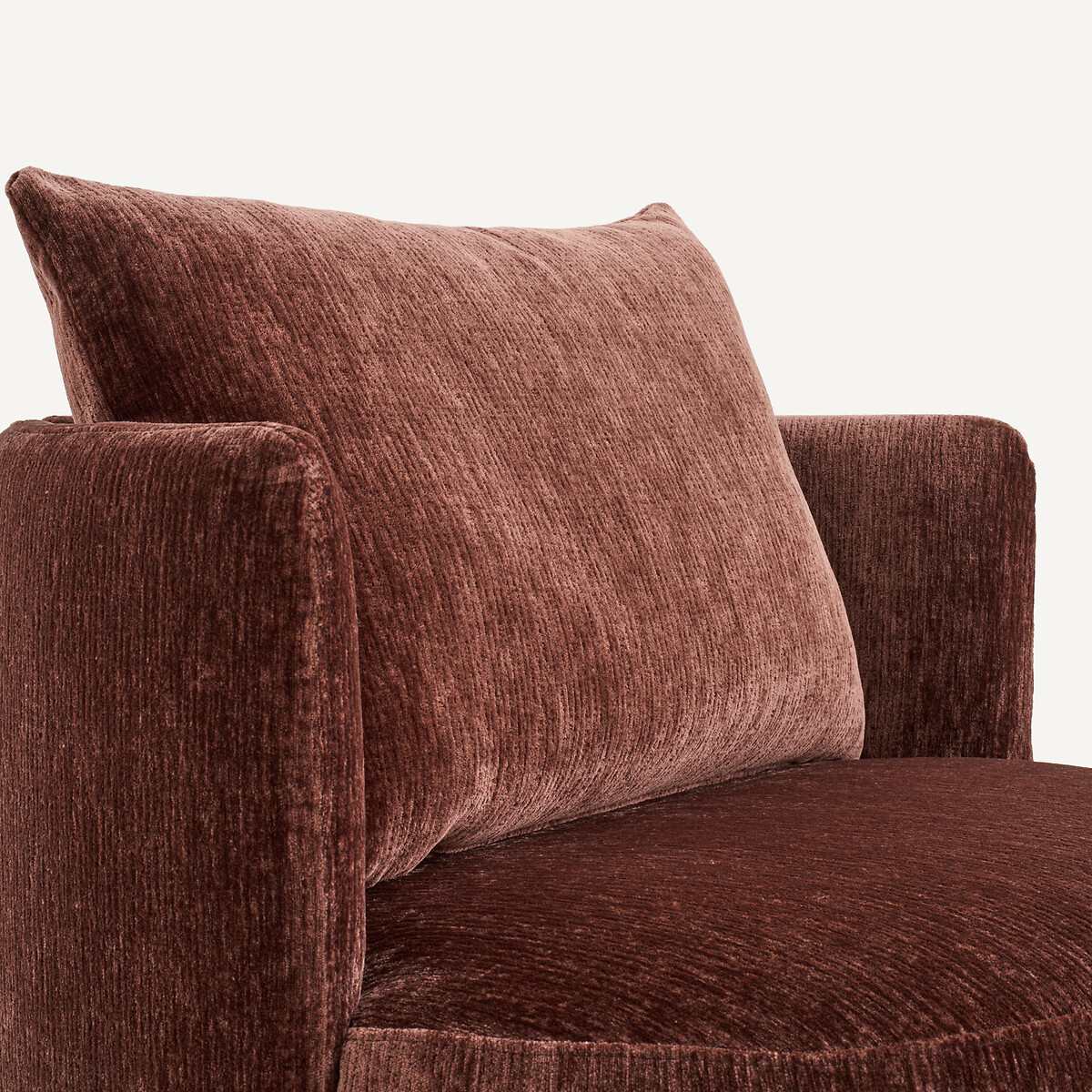 Fauteuil pivotant en velours texturé et plaqué noyer, ROSEO vieux rose, AM.PM