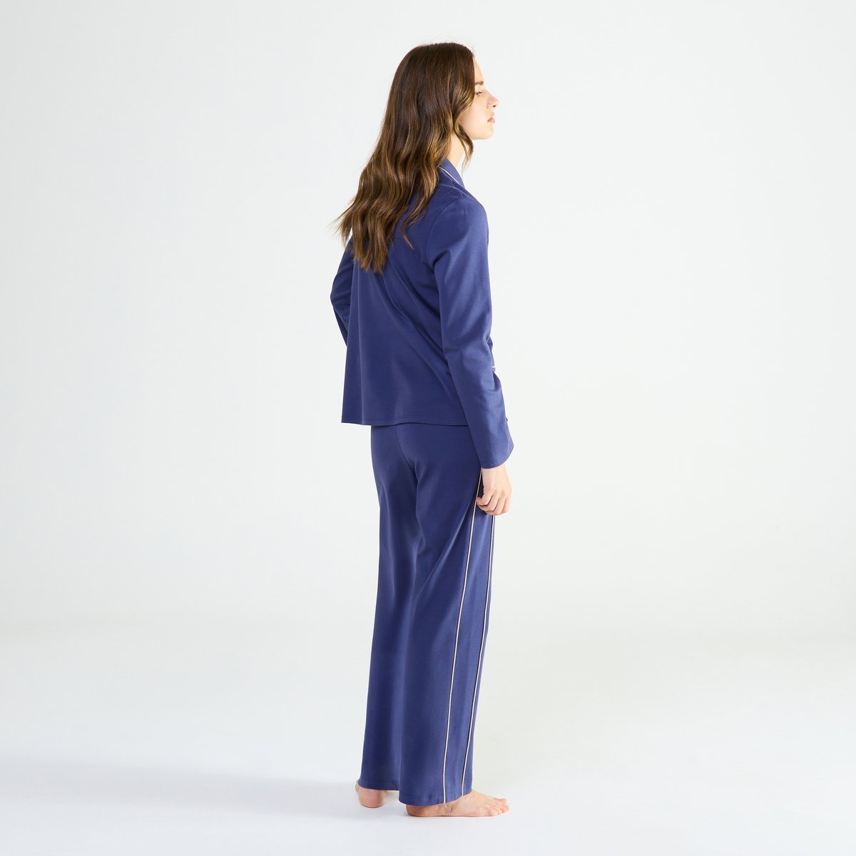 Pyjama col classique en coton MYSTÉRIEUSE marine, LAURENCE TAVERNIER