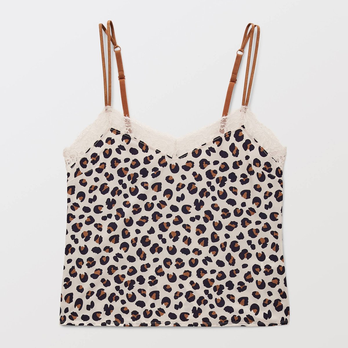 Caraco fines bretelles ZOE en microfibre imprimée et dentelle enduit, MONOPRIX