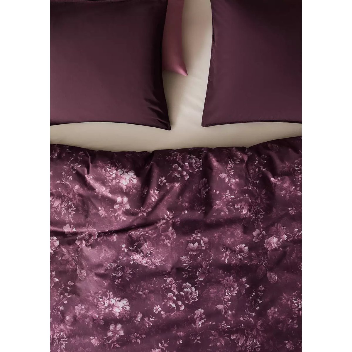 Housse de couette 100 % percale de coton Lit 180/200 cm lie de vin, MANGO HOME