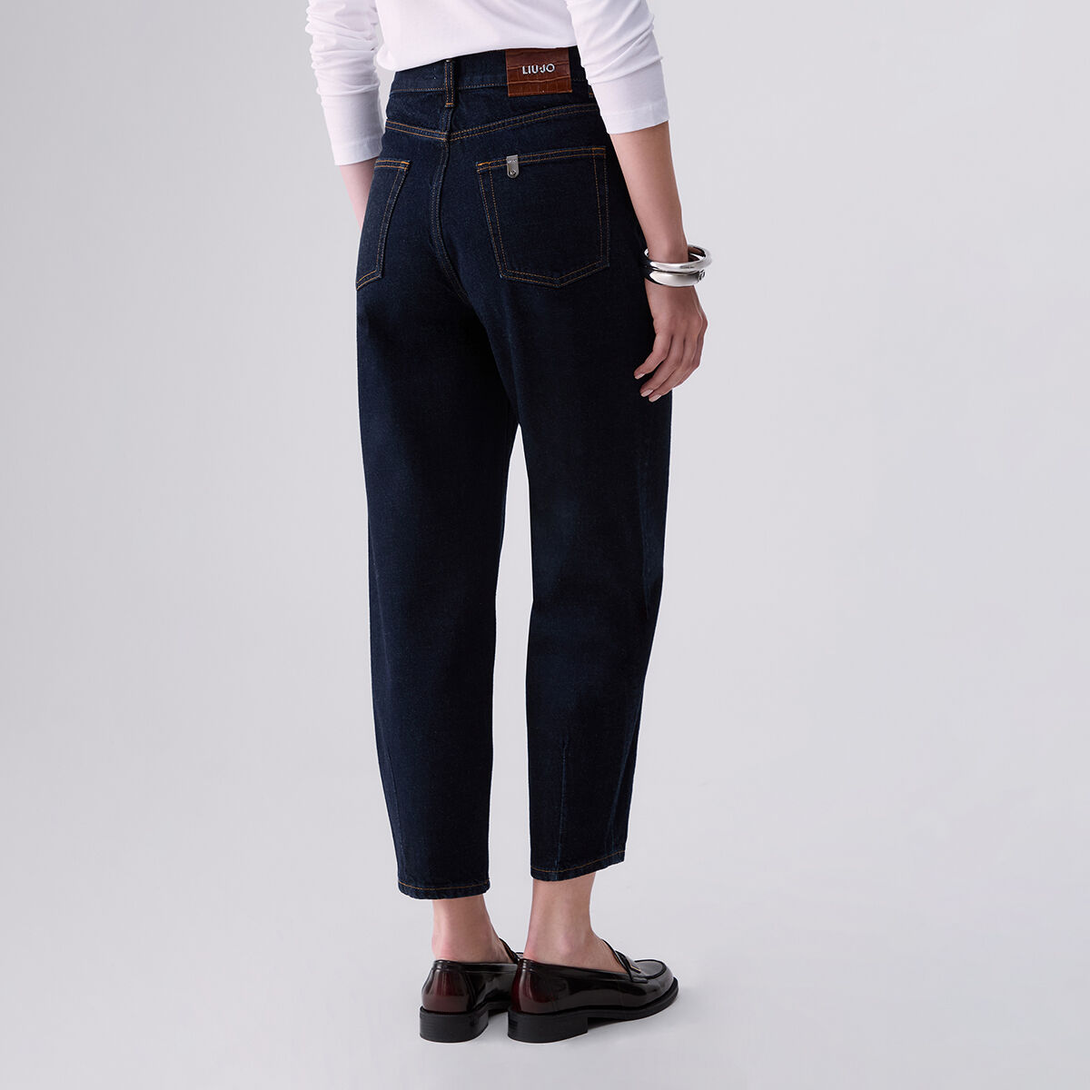 Jean boyfriend taille haute délavage normal, LIU JO