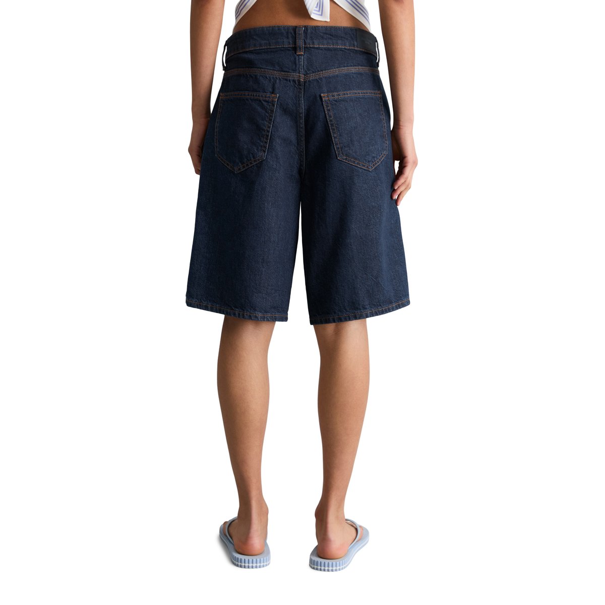 Bermuda modèle Jonnda relaxed en denim rigide sans élasthanne bleu, MARC O’POLO DENIM