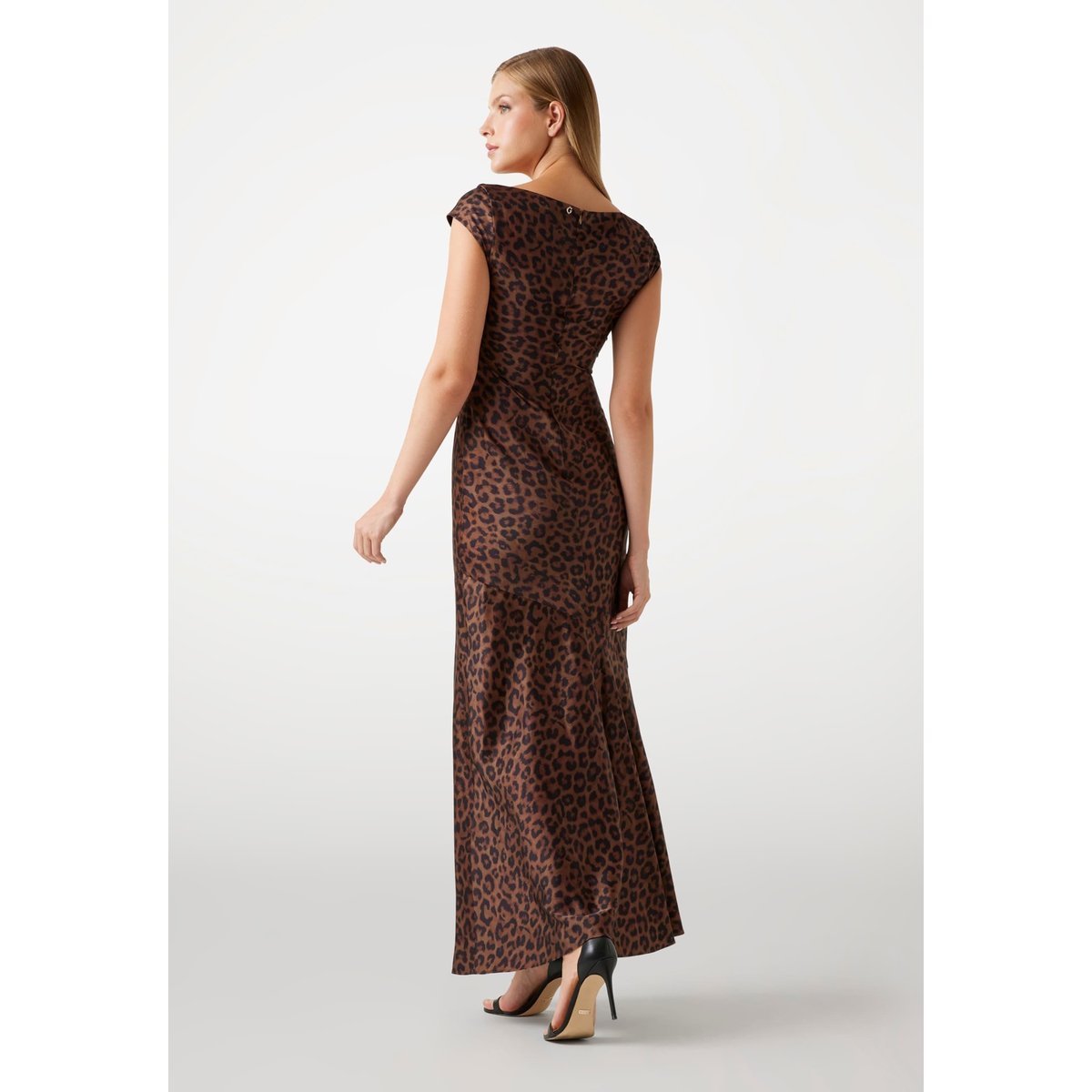 Robe Longue Bodycon Satin animalier, GUESS