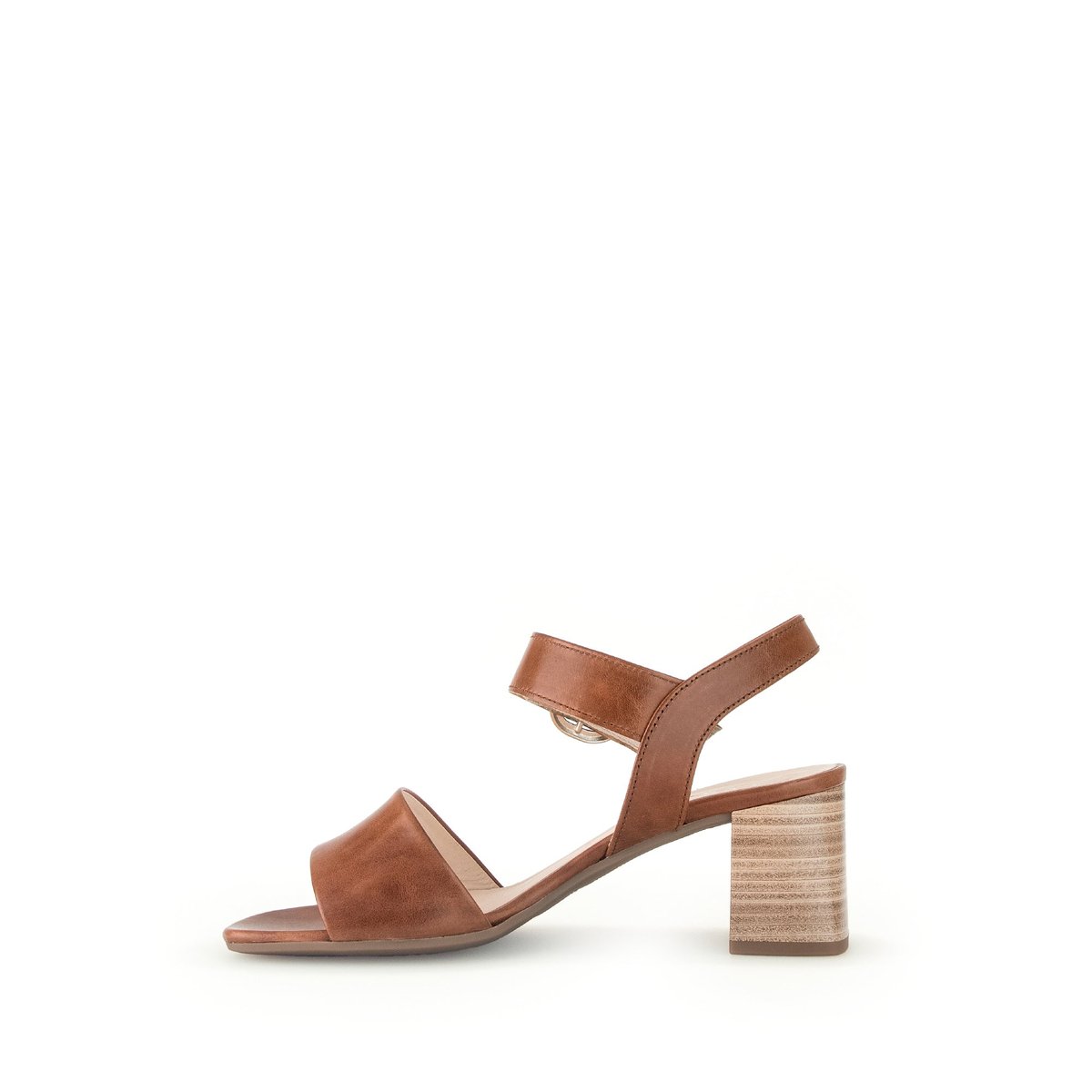 Sandales en cuir à talon décroché block cognac, GABOR