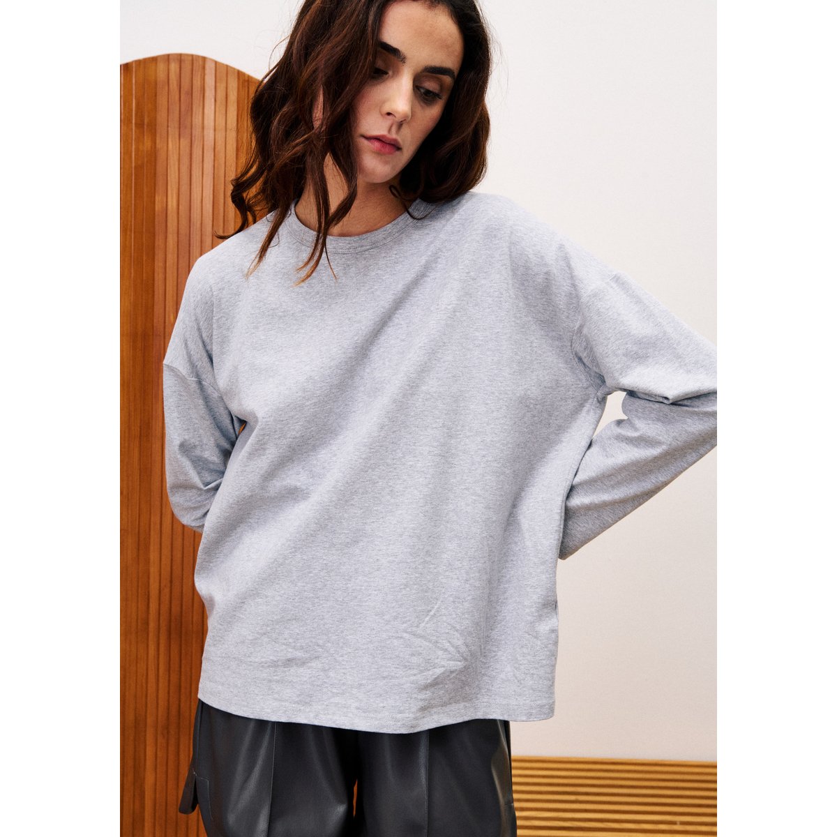 T-shirt en coton MONSTERA gris, FRNCH