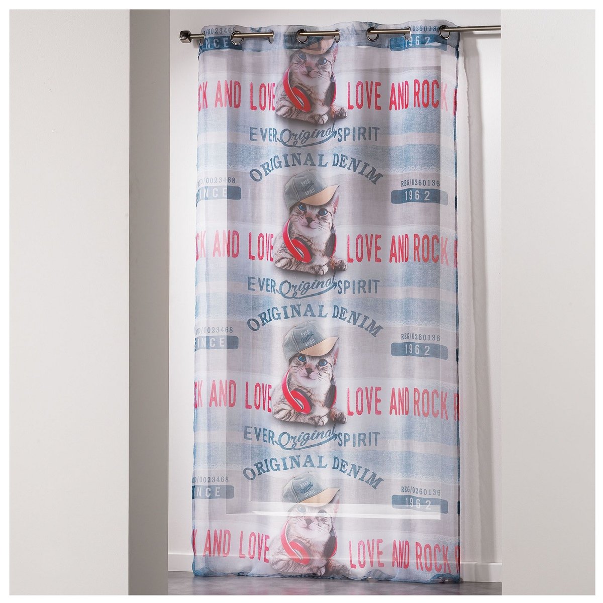 Panneau a oeillets Girly Cat bleu, EDEN