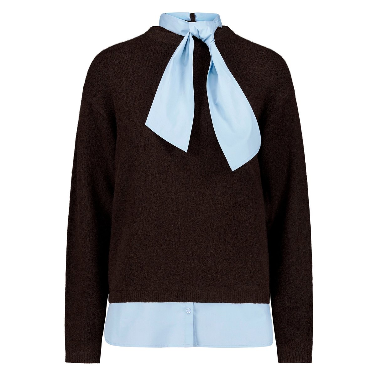 Pull-over en maille à empiècement façon blouse patch brown/blue, ZERO