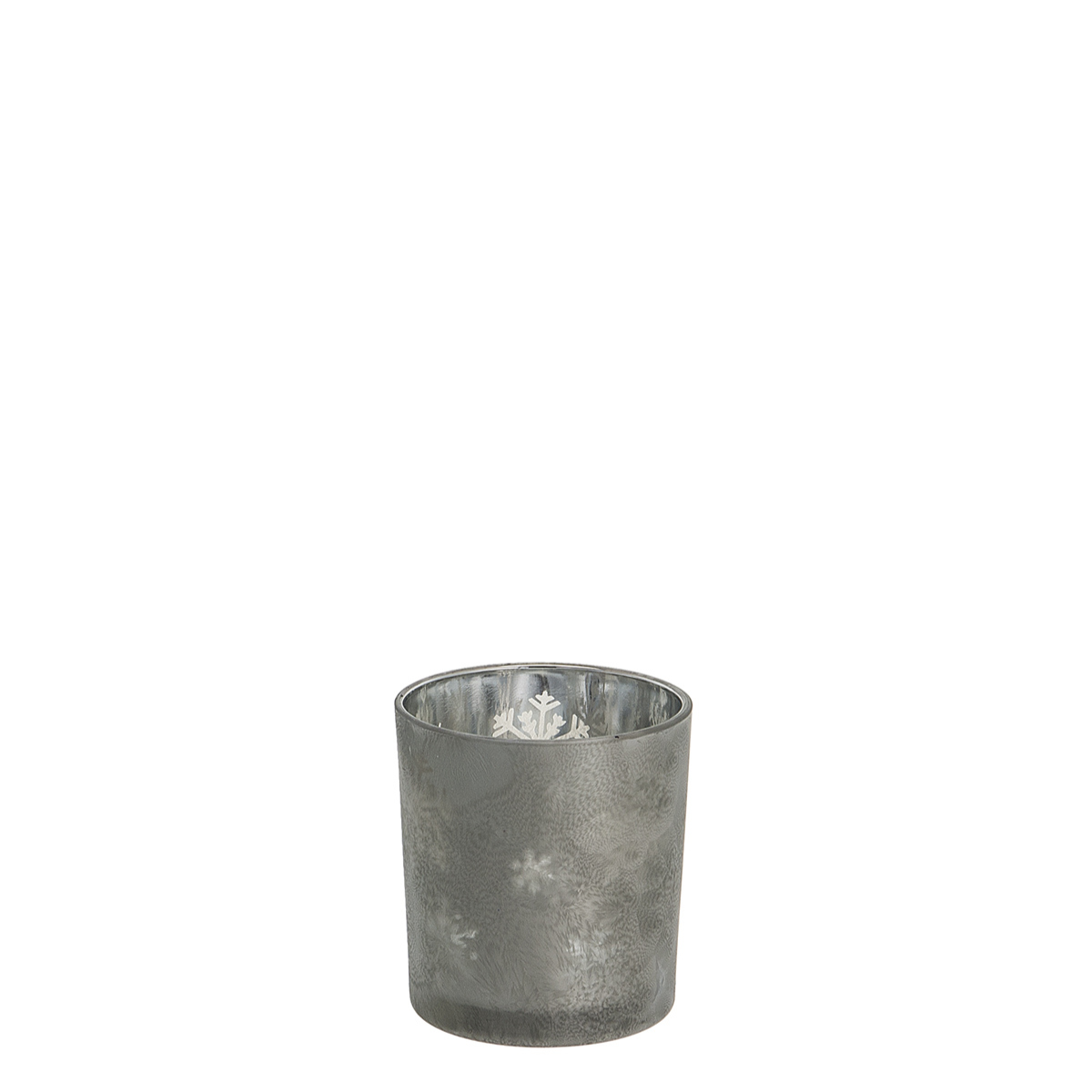 Photophore de noël décoratif en verre dépoli H24 STARRY argenté, SIA DECO