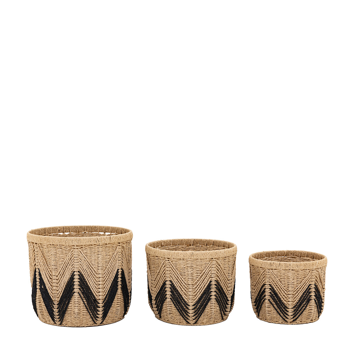 Set of 3 Orleton Baskets Natural and Black natural, ÉDITÉ