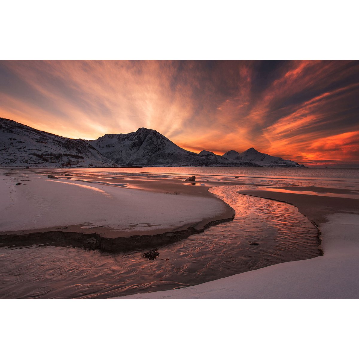 Tableau paysage Golden sunset tableau alu dibond, HEXOA