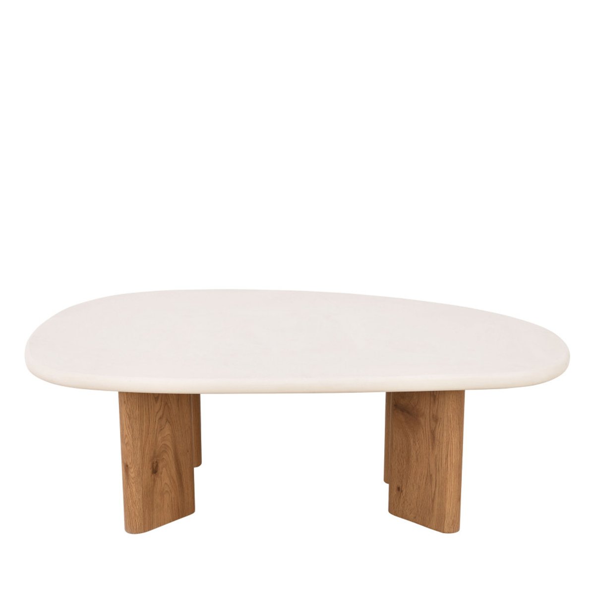 Table basse organique effet béton et bois L130cm- SYLINA beige, DRAWER