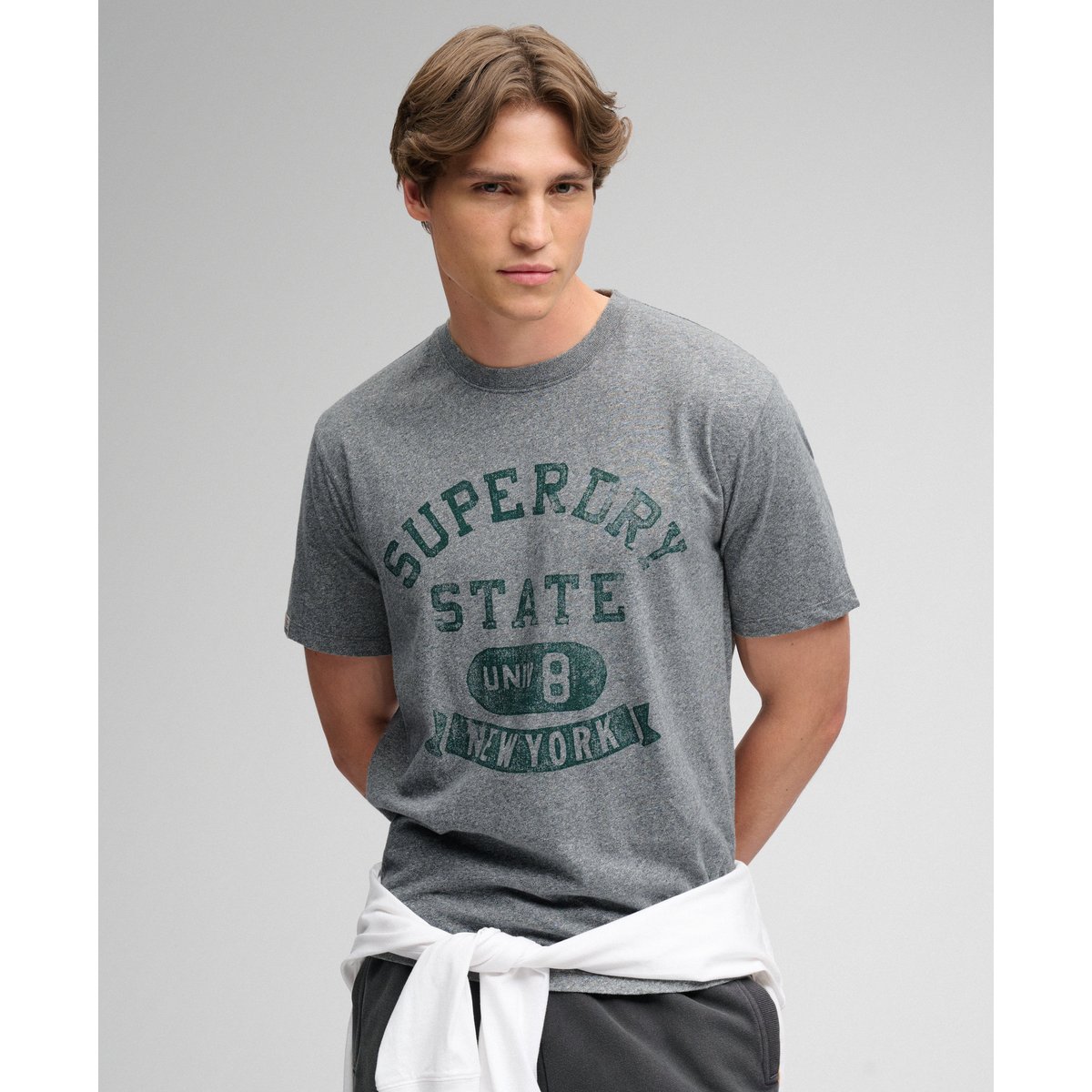T-shirt Athletic Essentials gris foncé vintage grainé, SUPERDRY
