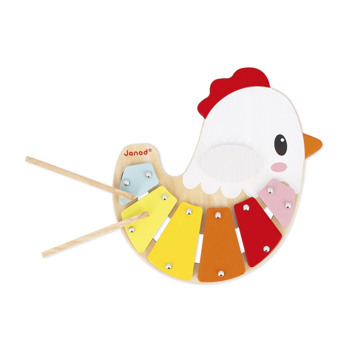 Xylophone Poulette En Bois Et Métal beige, JANOD