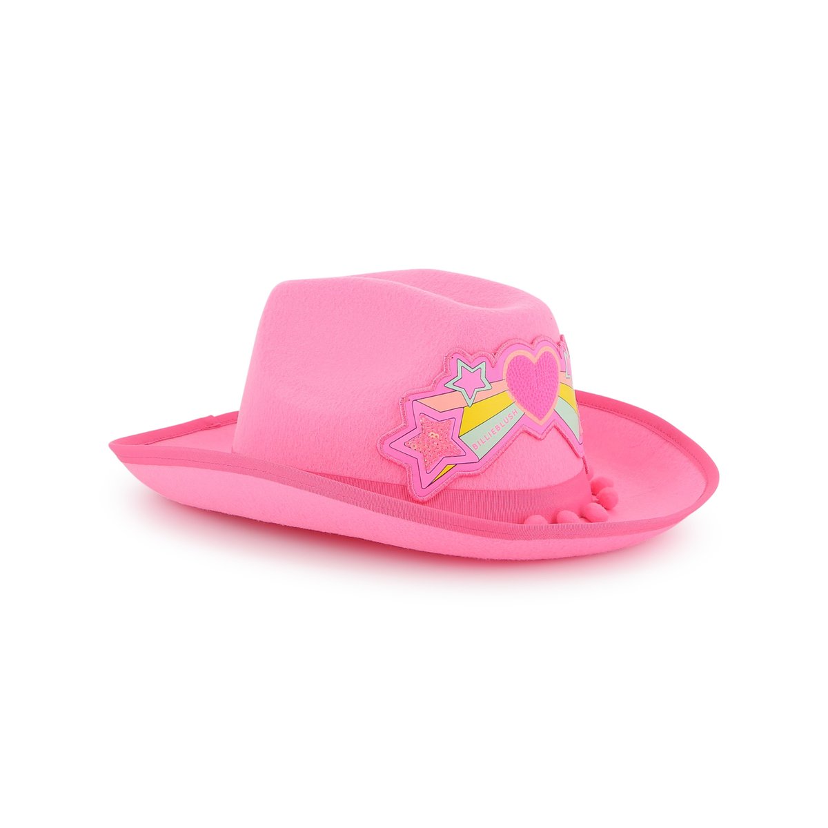 Chapeau western avec pompons rose flash, BILLIEBLUSH