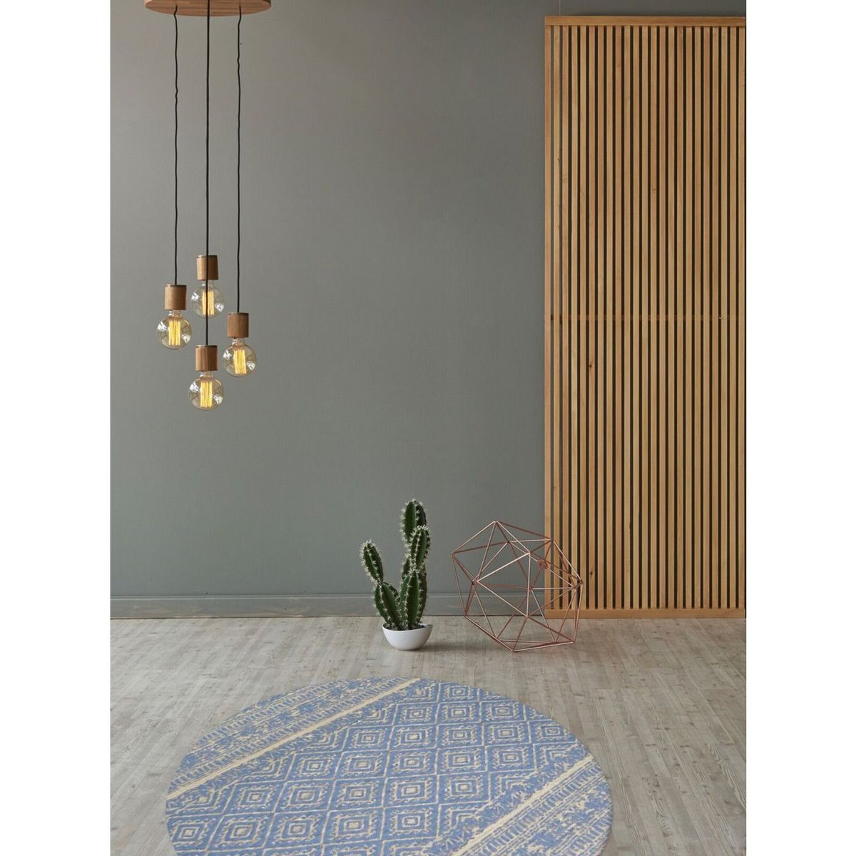Tapis extérieur fait main, ENSOLEILLE bleu, gris, ARTE ESPINA