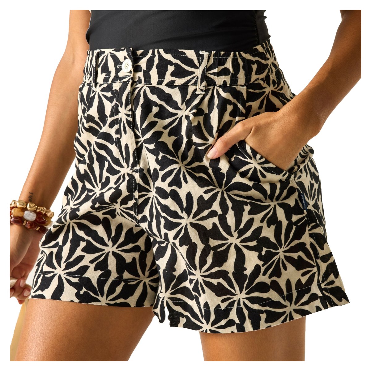 Short à taille semi-élastiquée motif/style floral abstrait SABELLE beige, REGATTA