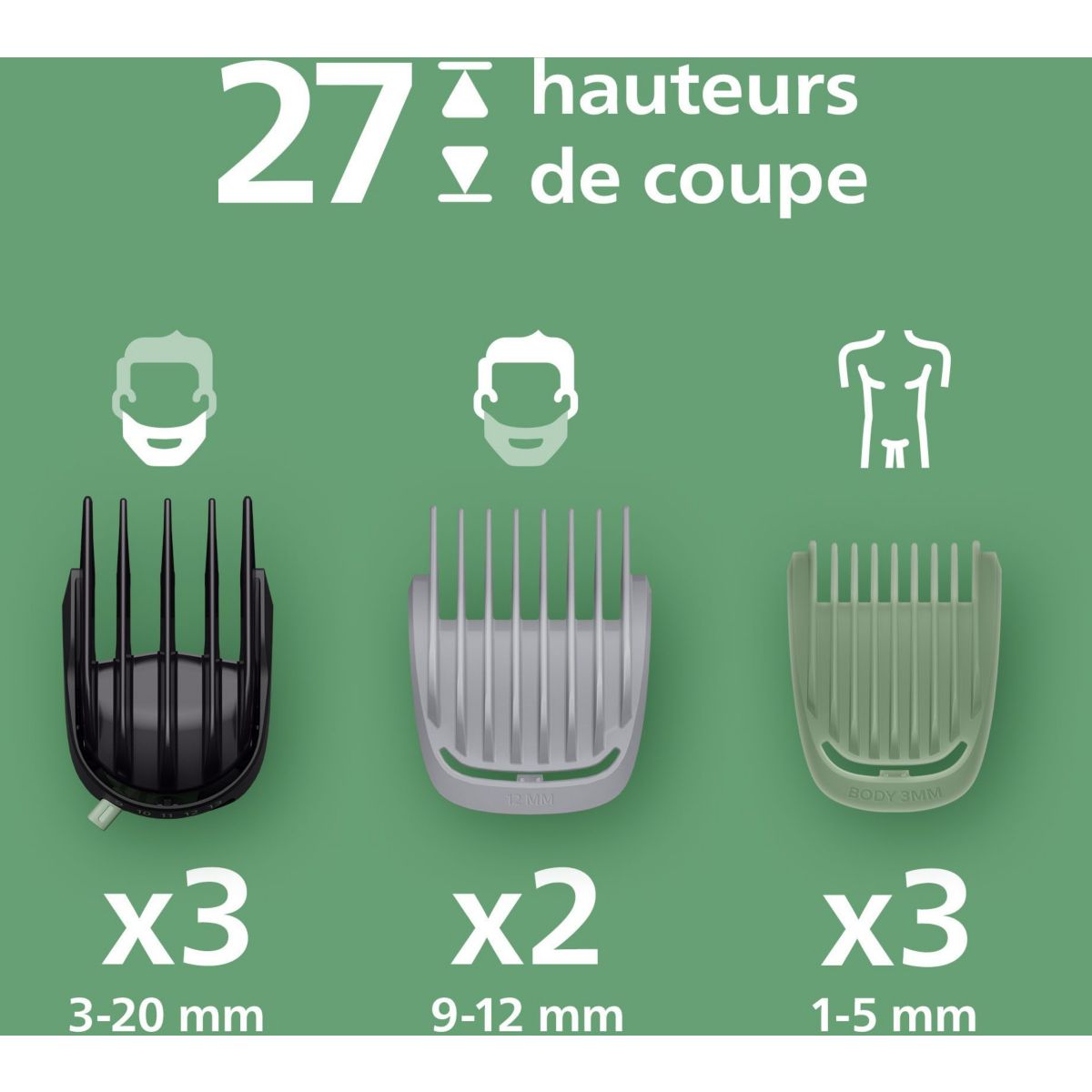 Tondeuse multi usages MG9557/15 Series 9000, 27 hauteurs de coupe, précision 0,2 mm, autonomie 120 mn couleur unique, PHILIPS