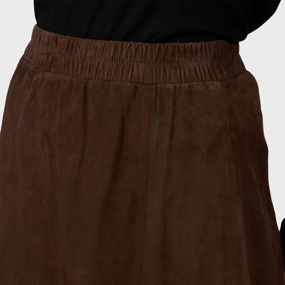 Jupe longue évasée en cuir NAHEE marron foncé, OAKWOOD