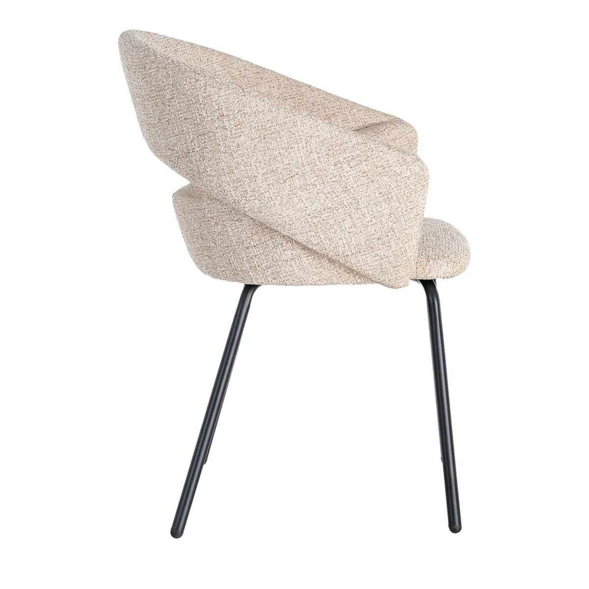 Fauteuil design tissu beige et métal noir 59x61x82cm beige, WADIGA