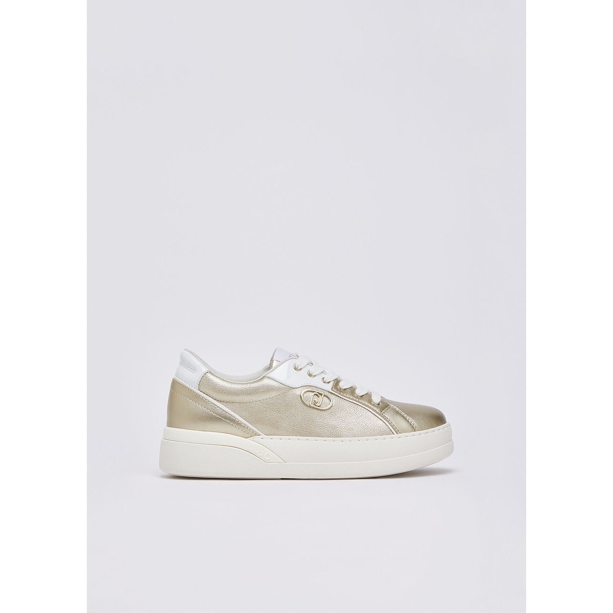 Baskets en cuir laminé or clair, LIU JO