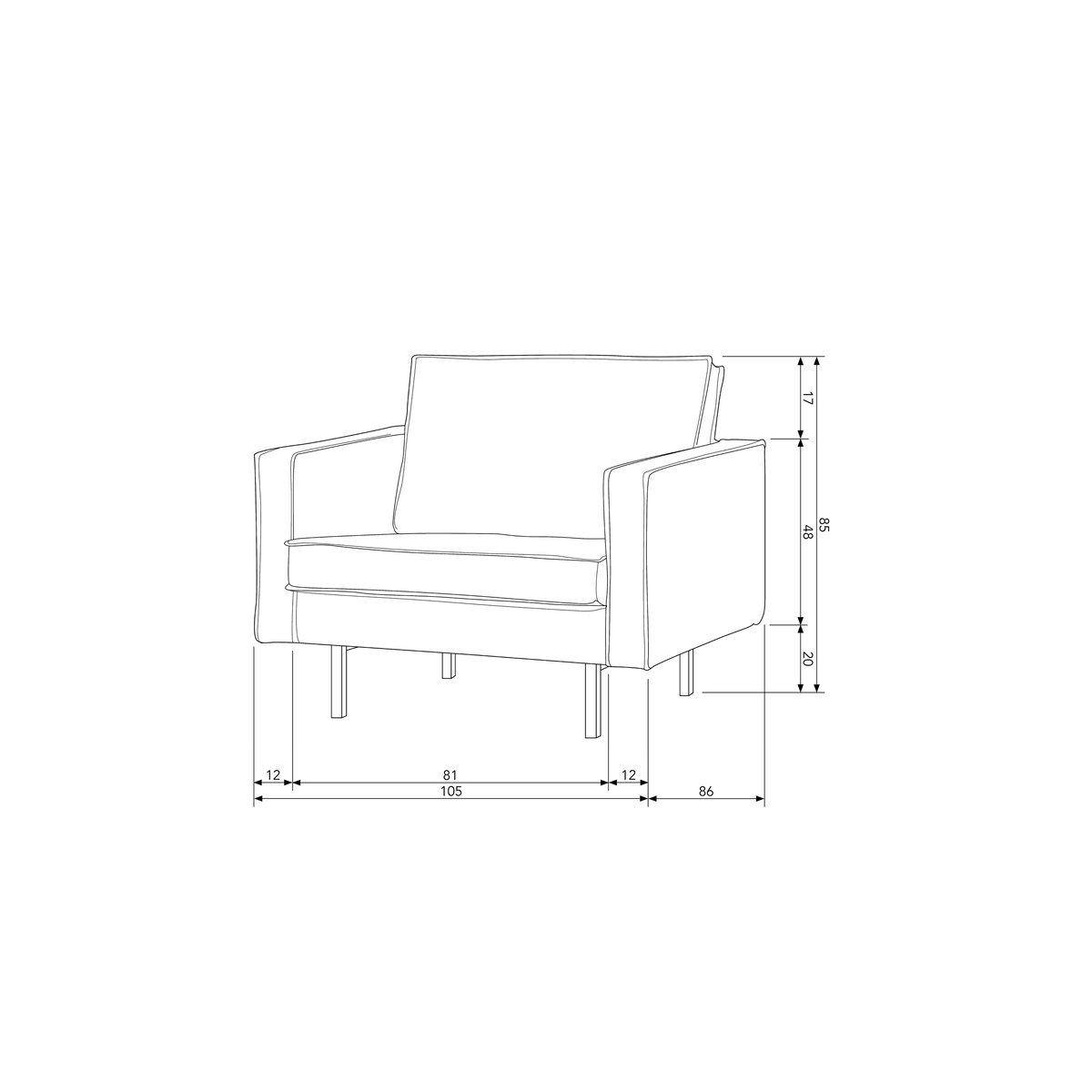 Fauteuil en similicuir RODEO cognac, WOOOD