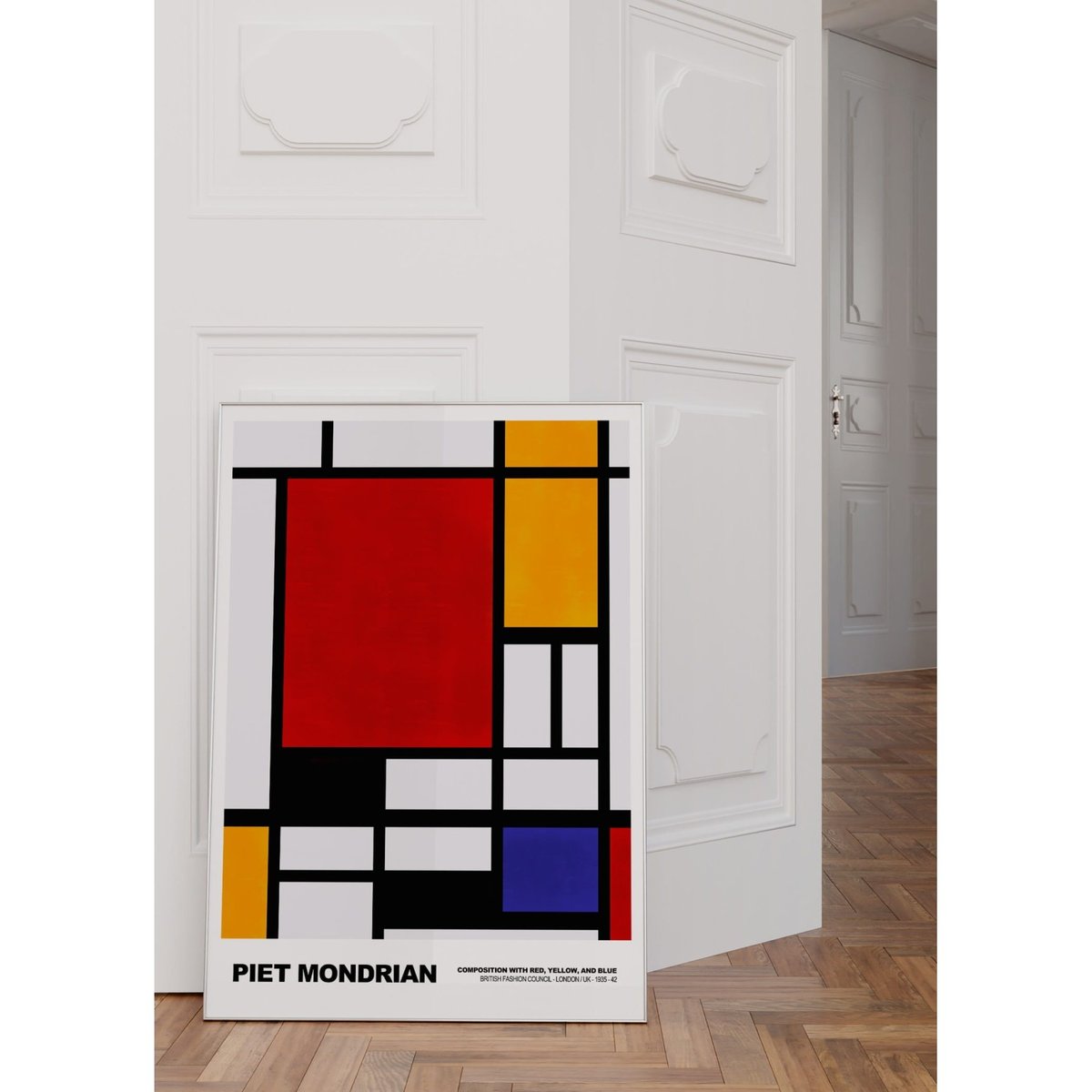 Affiche Piet Mondrian Composition with red, yellow and blue blanc, L'AFFICHERIE