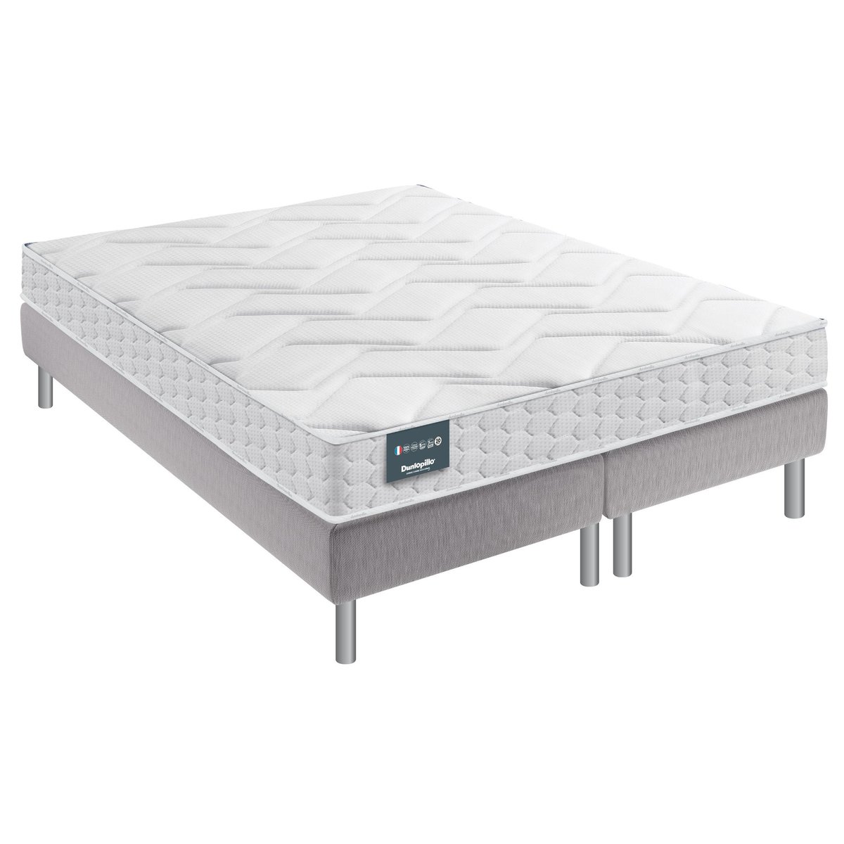 Matelas Aérial® 20cm, sommier pieds JONQUILLE blanc, DUNLOPILLO