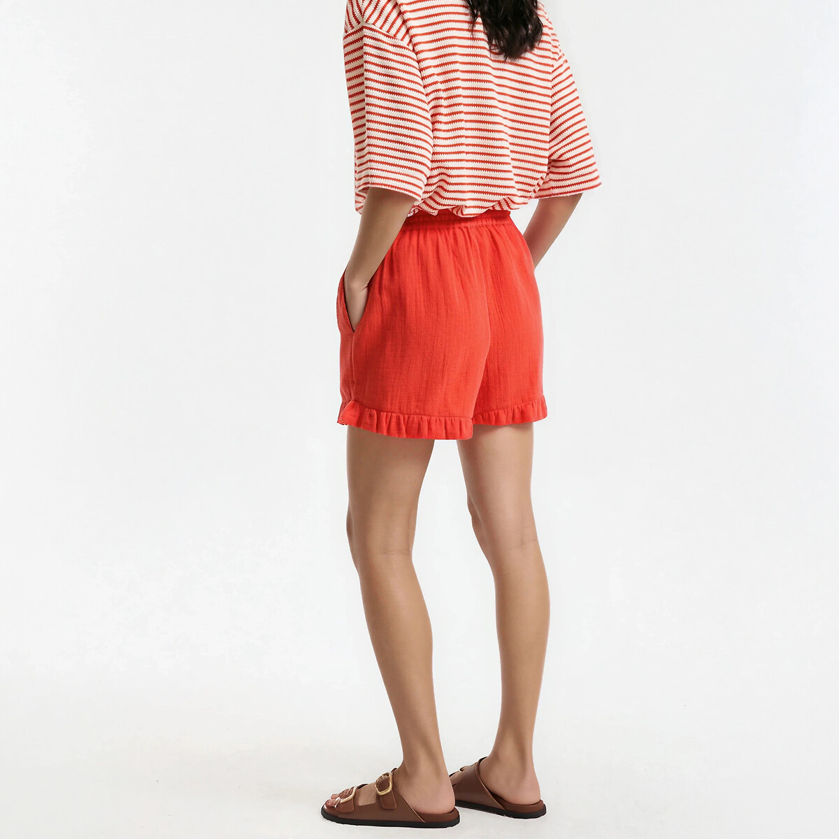 Short à volants et taille élastiquée rouge grenadine, LA REDOUTE COLLECTIONS