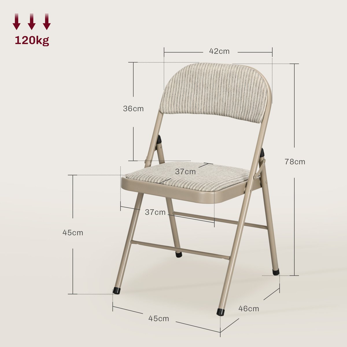 Chaise pliante Polyester Beige beige, HOMCOM