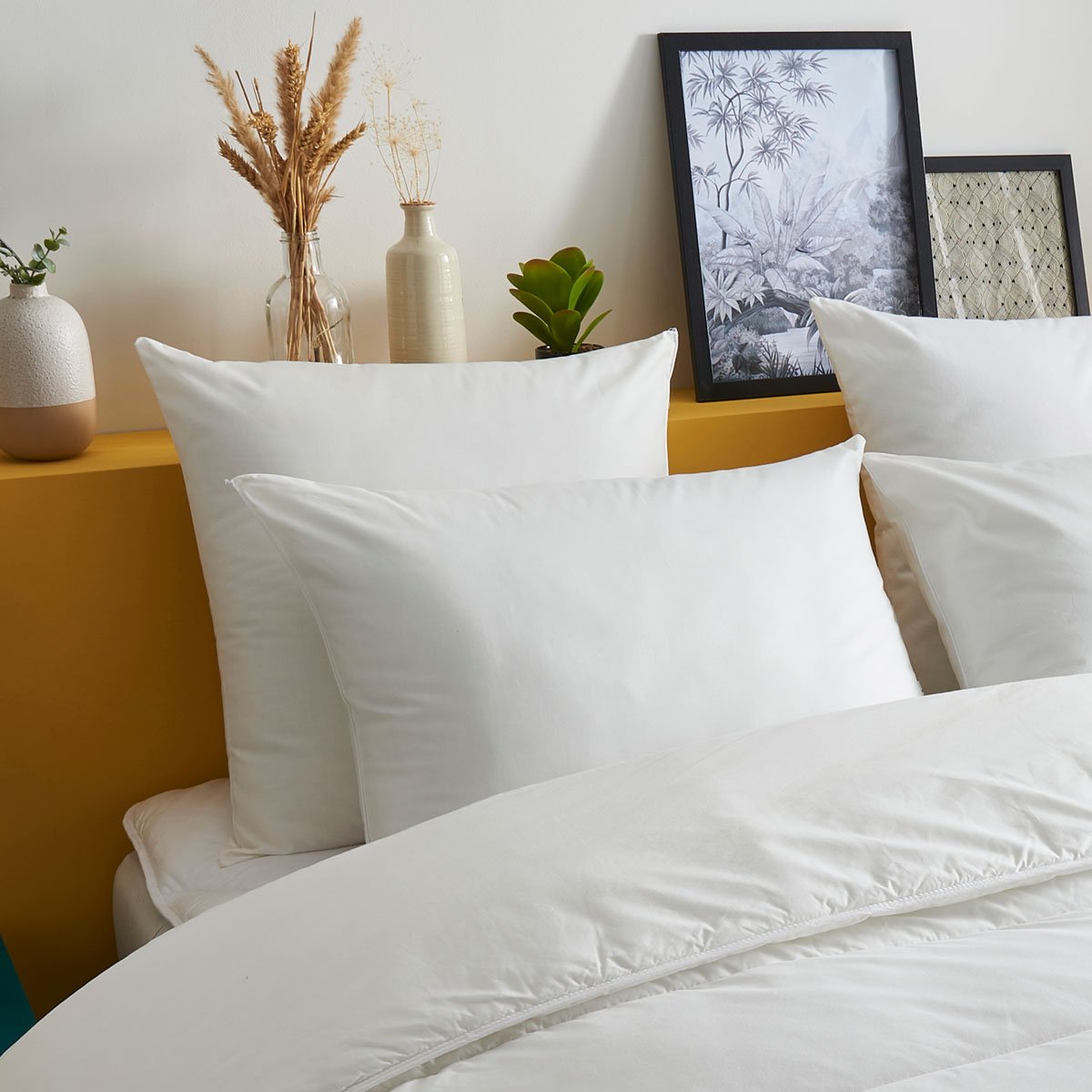 Lot de 2 Oreillers MEDIUM Extra-Doux - Coton Bio - Emile blanc, WAKE ME GREEN