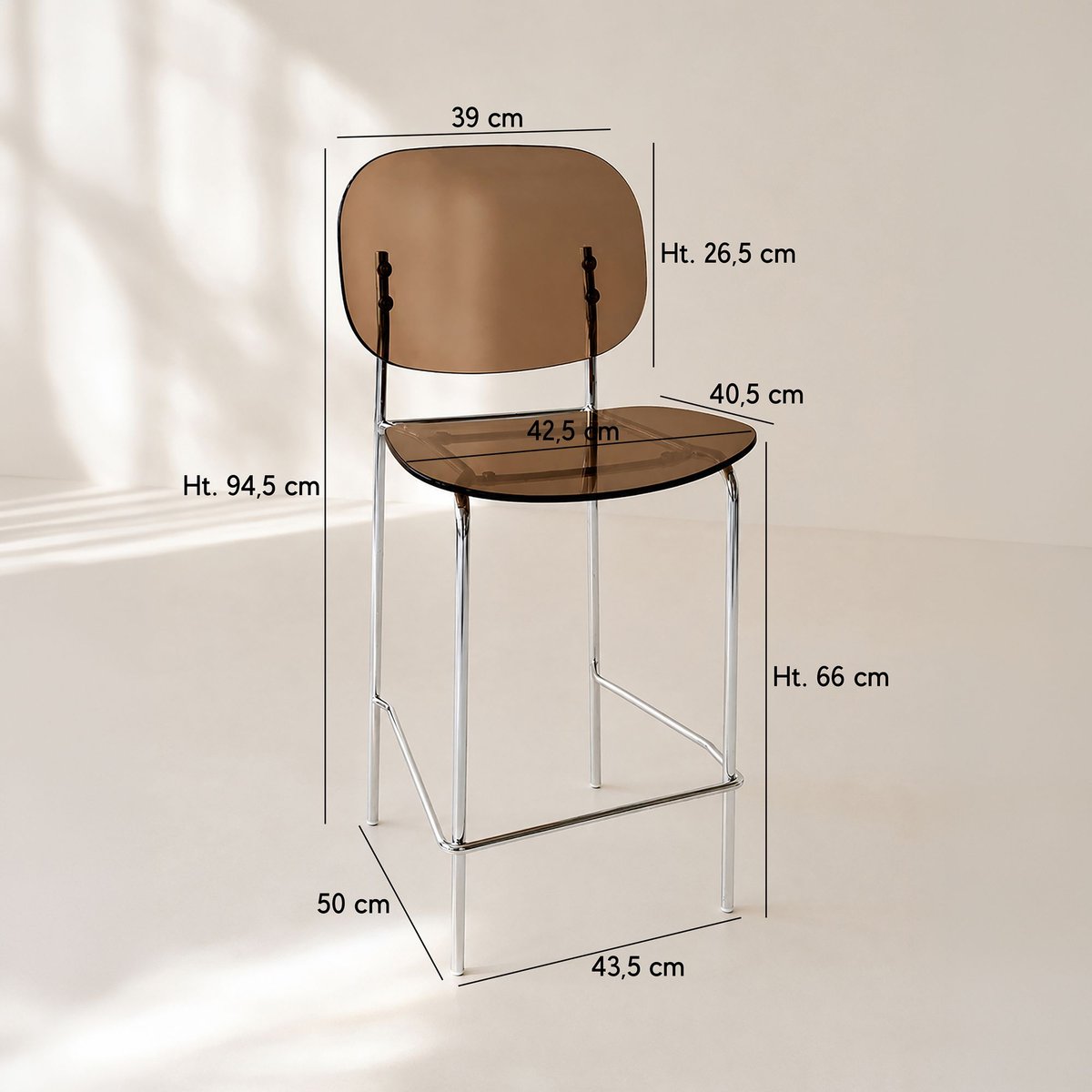 Lot de 2 chaises de bar en métal et résine acrylique, GLAM ecorce, NOW'S HOME