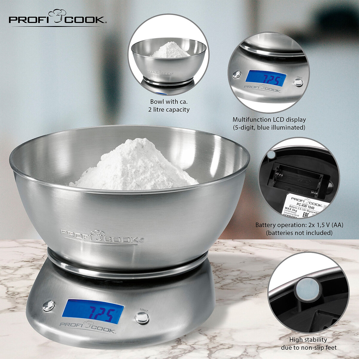 Balança de cozinha, da Proficook inox, PROFICOOK